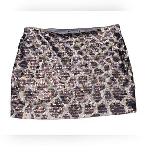 Express Women's Sequined Mini Skirt Party Cocktail Leopard Big  At Design XSm